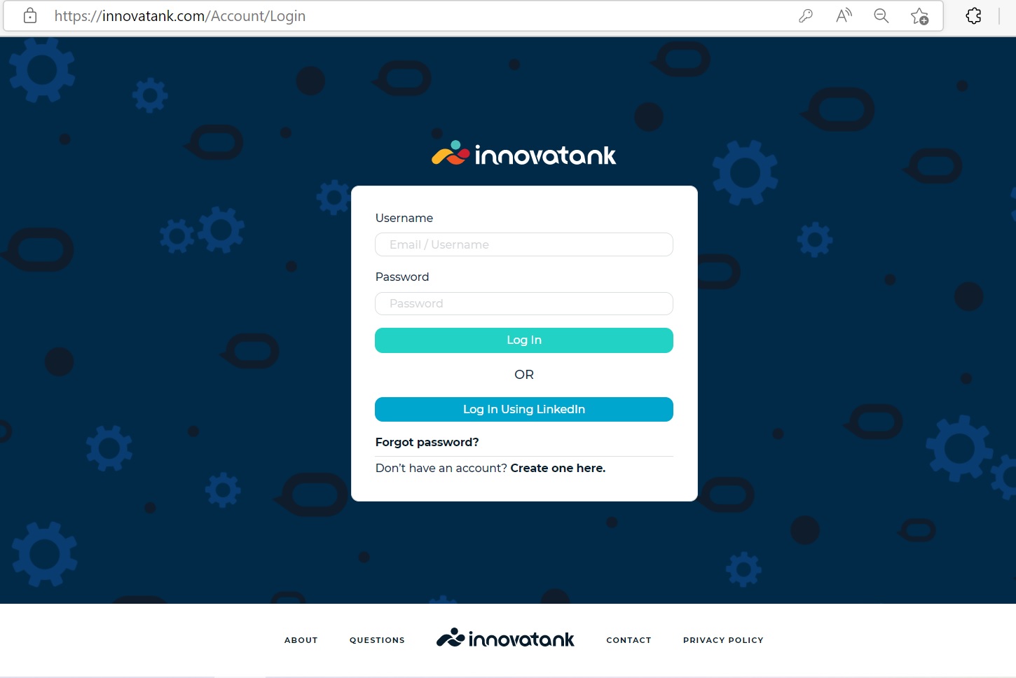 Create an Account in Innovatank